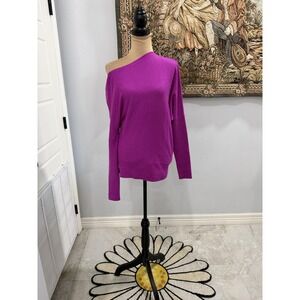 Express Sweater Womens Small‎ Fuchsia One Shoulder Off Shoulder Pullover Knit